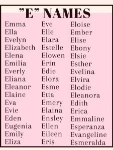 Baby Girl Names With E