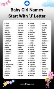 Baby Girl Names With J